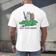 Next Stop Library Reading Book Men's Back Print T-Shirt