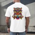 Owl With Glasses And Book Reading Men's Back Print T-Shirt Owl With Glasses And Book Reading Men's Back Print T-Shirt
