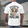 Papillon Dog Breed Life Is Better With Books And Papillons Men's Back Print T-Shirt