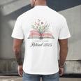 Quote New Chapter Begins Retired 2025 Floral Open Book Men's Back Print T-Shirt Quote New Chapter Begins Retired 2025 Floral Open Book Men's Back Print T-Shirt