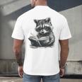 Raccoon With Book Cute Raccoons Reading Books Men's Back Print T-Shirt