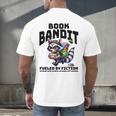 Racoon-Bookworm-Book Bandit-Fueled By Fiction Men's Back Print T-Shirt Racoon-Bookworm-Book Bandit-Fueled By Fiction Men's Back Print T-Shirt