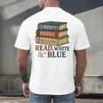 Read Blue Liberty Books July 4th Independence Men's Back Print T-Shirt Read Blue Liberty Books July 4th Independence Men's Back Print T-Shirt