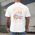 Read Books Be Weird Stay Feral Cat Men's Back Print T-Shirt Read Books Be Weird Stay Feral Cat Men's Back Print T-Shirt
