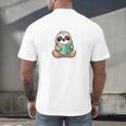I Read Past My Bedtime Reading Sloth Book Lover Men's Back Print T-Shirt