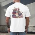Reading A Book Per Day Keeps Reality Away Skeleton Books Men's Back Print T-Shirt