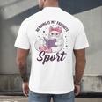 Reading Is My Favorite Sport Saying Cat And Book Lover Men's Back Print T-Shirt Reading Is My Favorite Sport Saying Cat And Book Lover Men's Back Print T-Shirt