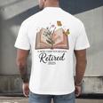 Retired 2025 A New Chapter Begins Retirement Teacher Book Men's Back Print T-Shirt Retired 2025 A New Chapter Begins Retirement Teacher Book Men's Back Print T-Shirt