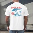 Retro Book Girl Summer Beach Vacation For Book Lover Men's Back Print T-Shirt