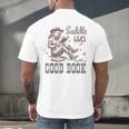 Retro Cowgirl ReadingTee Saddle Up With A Good Book Western Men's Back Print T-Shirt