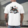 Retro Cute Cat Floral Book Librarian Vintage Floral Cat Book Men's Back Print T-Shirt Retro Cute Cat Floral Book Librarian Vintage Floral Cat Book Men's Back Print T-Shirt