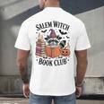 Salem WItch Book Club Halloween Raccoon Witch Reading Book Men's Back Print T-Shirt