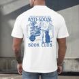 Sarcastic Anti Social Book Club Cat Skull Book Lover Men's Back Print T-Shirt