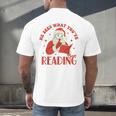 He Sees What You'Ve Been Reading Santa Book Men's Back Print T-Shirt