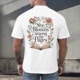 She Blooms Among The Pages Women Mom Wife Floral Book Lover Premium Tri-Blend Men's Back Print T-Shirt She Blooms Among The Pages Women Mom Wife Floral Book Lover Premium Tri-Blend Men's Back Print T-Shirt
