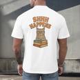 SHHH Happens Librarian Cat Books Library Men's Back Print T-Shirt