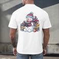 Snowman Reading Book Lovers Christmas Bookworm Librarian Men's Back Print T-Shirt Snowman Reading Book Lovers Christmas Bookworm Librarian Men's Back Print T-Shirt