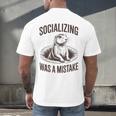 Socializing Was a Mistake Prairie Dog Introverts Humor Men's Back Print T-Shirt