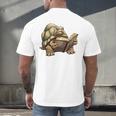 Sulcata Tortoise Reading A Book Men's Back Print T-Shirt Sulcata Tortoise Reading A Book Men's Back Print T-Shirt