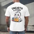 Unearth a Story Cute Dinosaur Summer Reading 2026 Dino Book Men's Back Print T-Shirt
