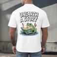 Unearth a Story Frog Reading a Book Summer 2026 Premium Tri-Blend Men's Back Print T-Shirt