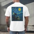 Van Gogh Starry Night Fantasy Reader Dragon Reading Book Men's Back Print T-Shirt