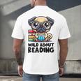 Wild About Reading Book Lover Pug Dog Men's Back Print T-Shirt Wild About Reading Book Lover Pug Dog Men's Back Print T-Shirt