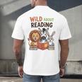 Wild About Reading Zoo Animals For Bookworm Book Reader Men's Back Print T-Shirt