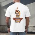 Woman And Books Stack Afro Girl Book Lover Men's Back Print T-Shirt Woman And Books Stack Afro Girl Book Lover Men's Back Print T-Shirt
