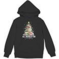 All Booked For Christmas Coquette Books Teacher Xmas Tree Unisex Hoodie