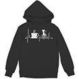 Cat Book Coffee Lover Heartbeat Cat Lover Book Lover Unisex Hoodie