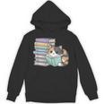 Cat On Books Pets Cats Reading Book Nerd Read Reader Bookcat Unisex Hoodie