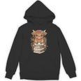 Cute Baby Highland Cow Reading Book Librarian Bookworm Unisex Hoodie