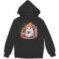 Cute Ghost Drinking Coffee Halloween Reading Book Retro Unisex Hoodie