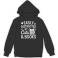 Easily Distracted By Cats And Books Reading Apparel Unisex Hoodie
