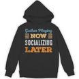 Guitar Playing Now Minimal Socializing Introvert Vintage Unisex Hoodie