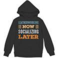 Leatherworking Now Minimal Socializing Introvert Vintage Unisex Hoodie