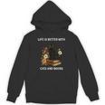 Life Is Better With Cats And Books Cute Cat Lover For Men Women Kids Unisex Hoodie