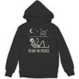 Skeleton Read In Peace Halloween Book Graphic Bookish Unisex Hoodie