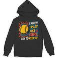Women's Girls Softball Play Like A Girl Comic Book Pop Art Unisex Hoodie Women's Girls Softball Play Like A Girl Comic Book Pop Art Unisex Hoodie