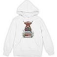 Cute Highland Cow With Book Floral Bookworm Librarian Book Unisex Hoodie
