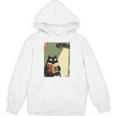 Vintage Japanese Cat Book Lovers UFO Alien Abduction Cat Dad Unisex Hoodie