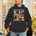 Christmas Cat Santa Bookshelves Book Lover Reader Unisex Hoodie