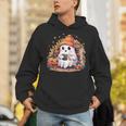 Cute Ghost Drinking Coffee Halloween Reading Book Retro Unisex Hoodie