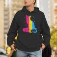 Pansexual Pride Celestial Cat Sitting Book LGBTQ Pan Colors Men Women Unisex Hoodie