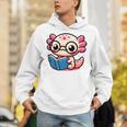 Adorable Book Lover Axolotl With Reading Glasses Cute Unisex Hoodie