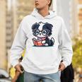 Adorable Book Lover Border Collie With Reading Glasses Cute Raglan Baseball Tee Unisex Hoodie