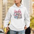 Book Lover Coquette Bow Pink Dainty Ribbon Cute Bookworm Unisex Hoodie