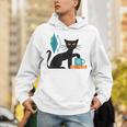 Cat Midcentury With Book And Coffee Atomic Age Mid Century Unisex Hoodie Cat Midcentury With Book And Coffee Atomic Age Mid Century Unisex Hoodie