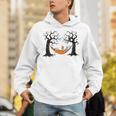 Skeleton Reading Book In Hammock Halloween Reader Unisex Hoodie